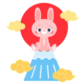 recommend clip art: ウサギと富士山のデフォルメイラスト