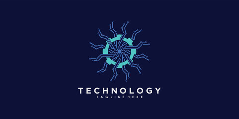 technology logo design vector with gradient abstract creative concept