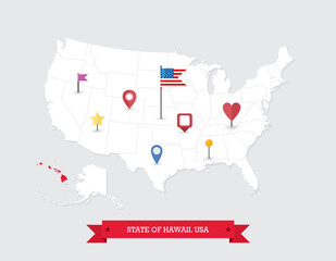 Hawaii State map highlighted on USA map