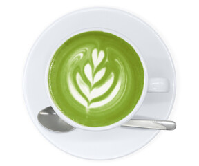 抹茶ラテ 抹茶オレ 飲み物 イラスト 俯瞰 リアル ホット スプーン 