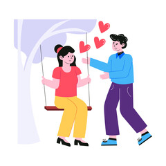 Pack of Couple Romance Flat Illustrations 

