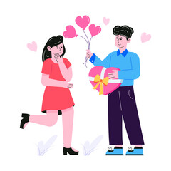 Pack of Couple Romance Flat Illustrations 


