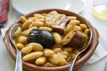 Fabada asturiana white beans with sausages Asturias Spain