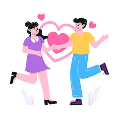 Pack of Couple Romance Flat Illustrations 

