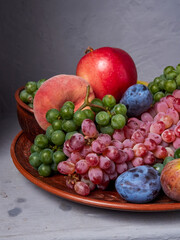 Beautiful still life with different varieties of fruit