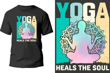 Yoga heals the soul t shirt design.