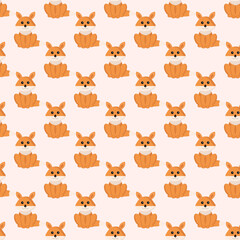Fox cub pattern on pink background