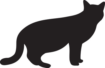 Simple black hand-drawn silhouette cartoon sketch of a pet cat doll standing