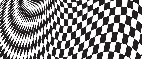 Black and white checkered illustration. Vector abstract background. 