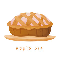 Sweet traditional classic American Apple Pie isolated on a white background.