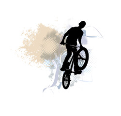 Fototapeta na wymiar BMX rider, active young person doing tricks on a bicycle