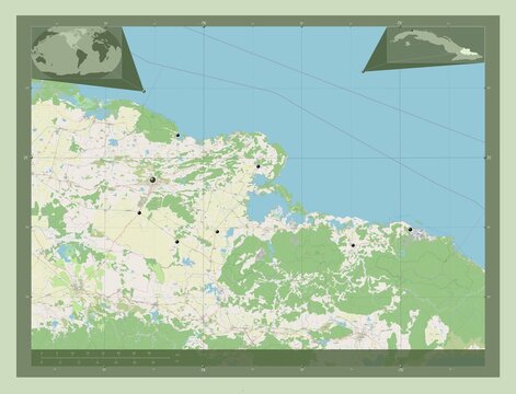 Holguin, Cuba. OSM. Major cities