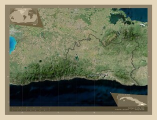 Santiago de Cuba, Cuba. High-res satellite. Labelled points of cities