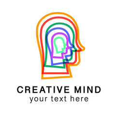 Creative mind logo modern line color style isolated on white background for psyhology, medical, game. Vector Illustration 10 eps