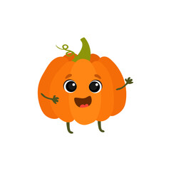 Cute cartoon pumpkin.Halloween pumpkin with a smile.Vector illustration