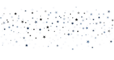 Silver stars vector background, sparkling Christmas confetti falling isolated on white. magic shining flying stars glitter backdrop, sparkle border