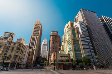 Fototapeta na wymiar View of Tall Buildings in Sao Paulo City Downtown