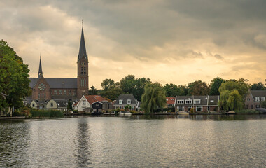 Obraz premium Townscape of Ouderkerk aan de Amstel, North Holland, The Netherlands