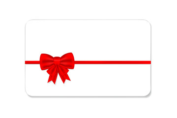VIP.Gift card with red bow on white background.Card with red bow.Discount coupon.Ribbon.Vector illustration.Premium card.Gift card merry christmas  with red ribbon and bow.