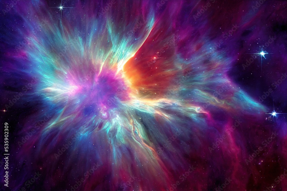 Wall mural stunning nebula in outer space. ai generated background is not based on any real image.