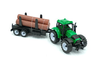 Toy colurfull tractor isolated on white background.