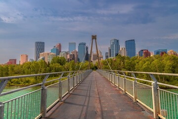 City Bridge Leading Towards Downtown Calgary