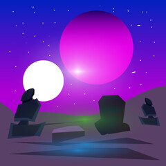 Obraz premium fantasy dreamland environment planet vector background illustration