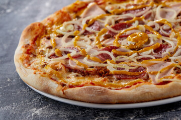 italian pizza on the dark background
