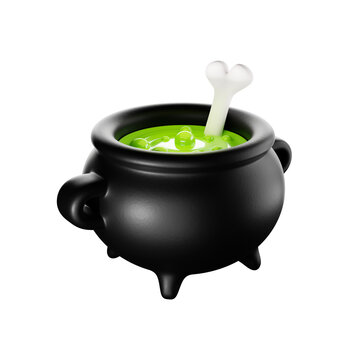 Black witch cauldron with green brew