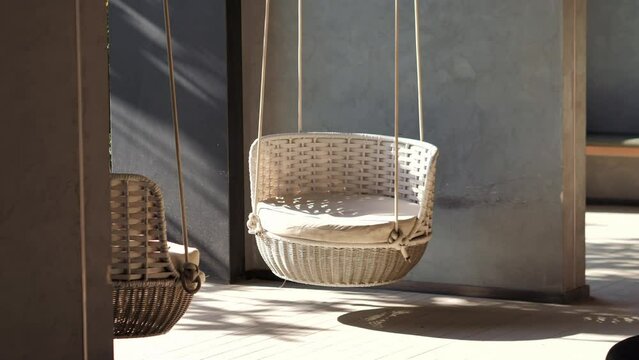 bamboo chair swing in sunlight