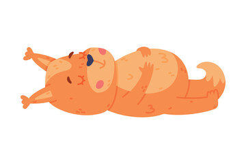 Funny Squirrel Character with Bushy Tail Lying with Full Belly Vector Illustration