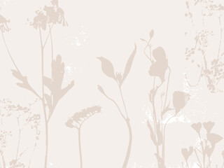 Delicate vector pattern with wild flowers, herbs botanicals. 