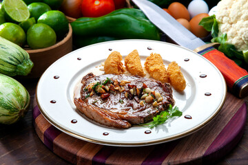 Fresh grilled meat. Grilled beef steak