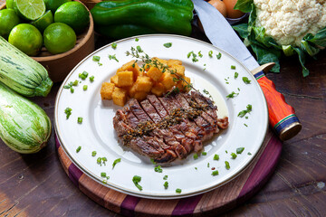 Fresh grilled meat. Grilled beef steak