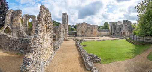 Hampshire, England; October 4, 2022 - A view of the the extensive remains  of Wolvesey Castle in...