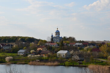 Fototapeta na wymiar Beautiful view of the Christian church in the village. Ukraine.