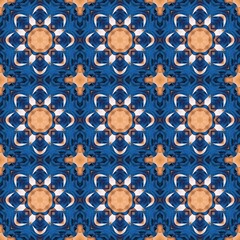 Indigo Blue white watercolor batik blur azulejos tile background. Seamless coastal blur painterly geometric mosaic effect. Patchwork masculine all over summer fashion damask repeat