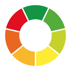 Pie chart, diagram. Efficiency energy rating, classification, green to red. Isolated png illustration, transparent background. Asset for overlay, montage, presentation. Energy use, business concept.