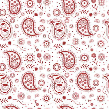 Seamless pattern based on ornament paisley Bandana Print. Vector ornament paisley Bandana Print. Silk neck scarf or kerchief square pattern design style.