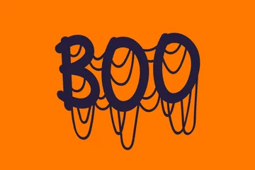 Fotobehang Boo one single word text. Halloween boo lettering.  Vector illustration.  © deshoff