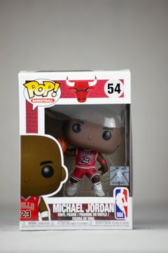 Shot of the Funko Pop Michael Jordan Vinyl Figure against light background
