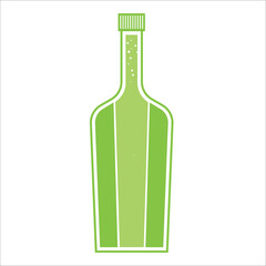 A bottle of a green drink on a white background