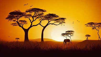 African game reserve, wildlife, for safari in the savannah