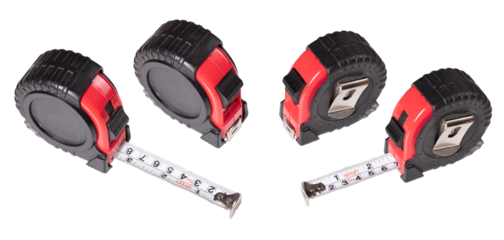 Steel tape measure used in the workshop and in the carpentry shop.