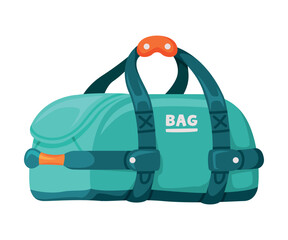 Travel Bag with Handle and Zipper as Packed Luggage for Traveling Vector Illustration