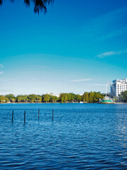 Views of Lake Eola Park in the heart of downtown Orlando, Florida.