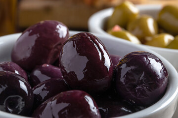 Black olives with oil on top