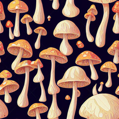 mushrooms, seamless pattern
