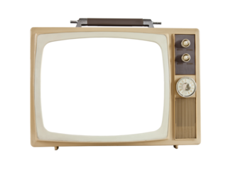 Vintage 1960's portable television with cut out screen, isolated.