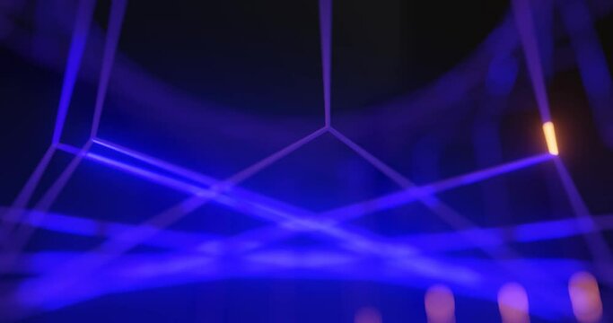 3d render with converging blue beams, soft focus